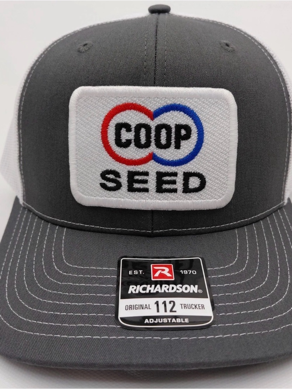 CO-OP SEED Farm Ranch Embroidered Patch Richardson 112 Hat Cap Gray